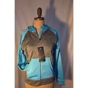 HEAD Full Zip Hoodie Jacket Blue Gray Colorblock Sweatshirt w/ Hood Size Large